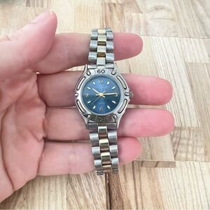 Claremont ladies blue dial two tone dress watch NEW BATTERY